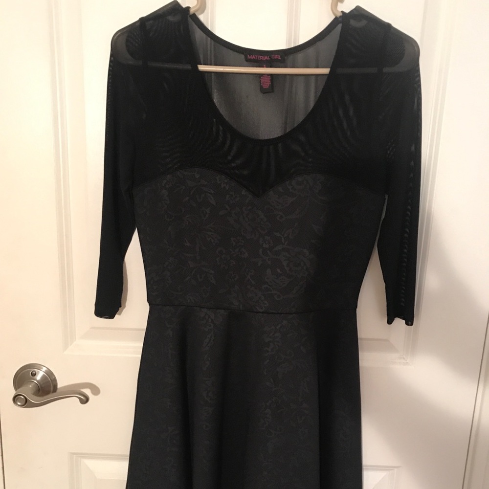 Black floral dress with 3/4 mesh sleeves
